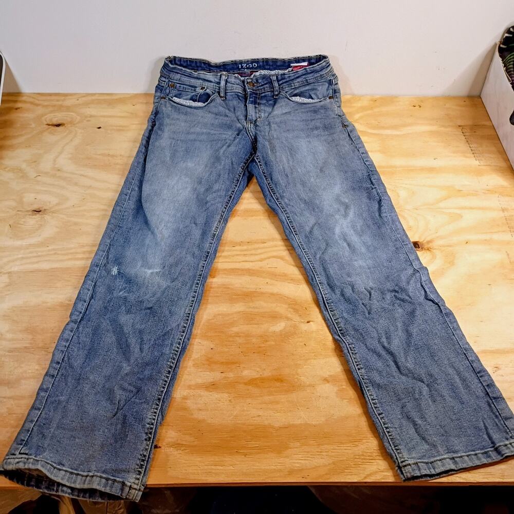 IZOD Men's Jeans 32x30 Blue Relaxed Fit Stretch Denim Pants Medium Wash
